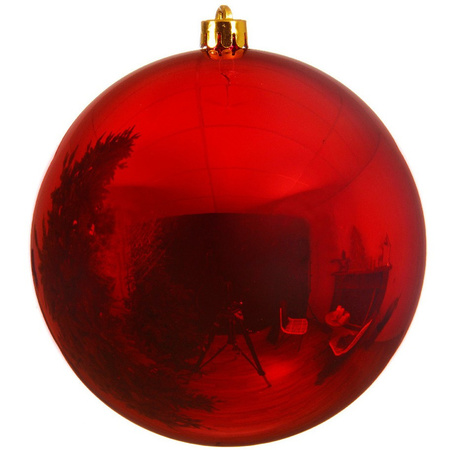 1x Mega kerst rode kerstballen van 25 cm glans kunststof