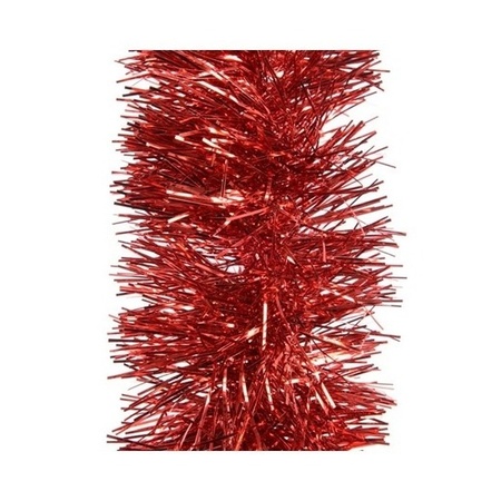 Kerstversiering glazen piek mat 26 cm en folieslingers pakket rood van 3x stuks