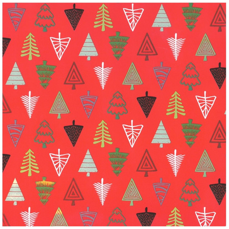 1x Roll Christmas wrapping paper red 2,5 x 0,7 meter