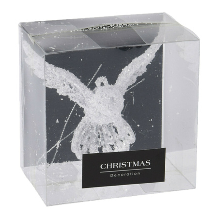 1x stuks acryl vogel kersthanger transparant 10 cm kerstornamenten