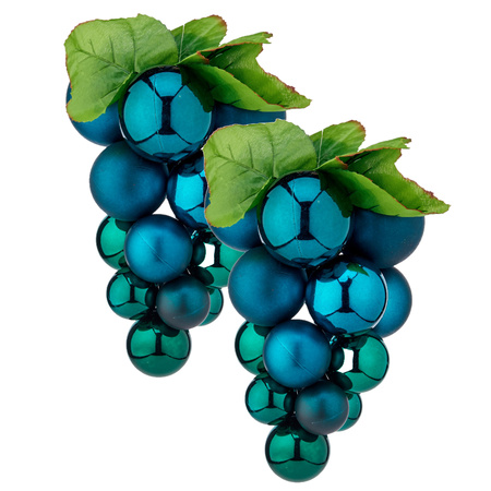 1x stuks decoratie druiventros blauw van kunststof 33 cm