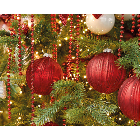 1x stuks kralenslinger kerstboom slingers/guirlandes rood 5 meter x 1,4 cm
