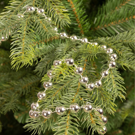 1x stuks kralenslinger kerstboom slingers/guirlandes zilver 5 meter x 1,4 cm