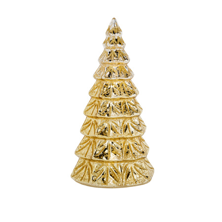 2x stuks led kaarsen kerstboom kaarsen goud H15 cm en H19 cm