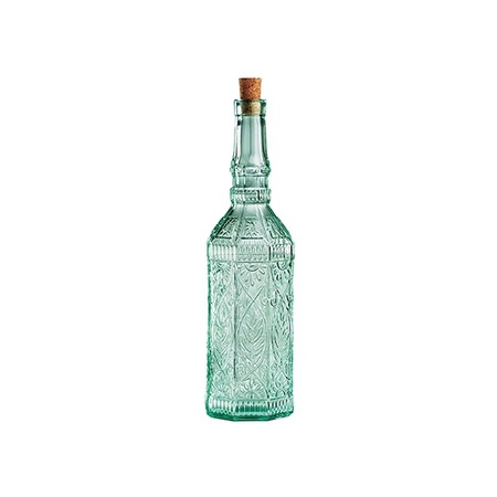 Decoration bottle grey - with cork lights - 29,5 cm - glass - 720 ml