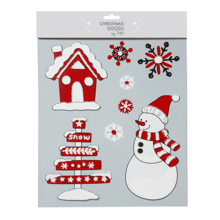 1x pcs sheets window decoration stickers snow decoration red/white 34,5 cm