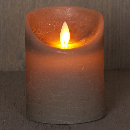 LED candles - set 2x - taupe - H10 and H12,5 cm - flickering flame