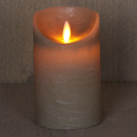 1x Taupe LED candle with moving flame 12,5 cm
