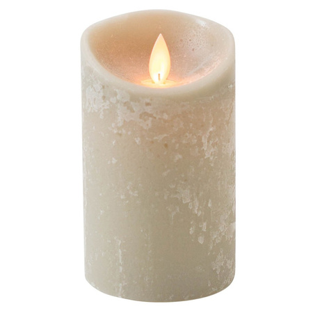 LED candles - set 2x - taupe - H10 and H12,5 cm - flickering flame