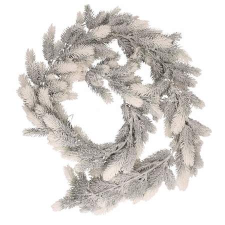 1x Witte kerst guirlande met sneeuwlook 180 cm