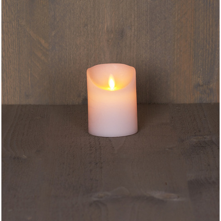 1x White LED candle with moving flame 10 cm