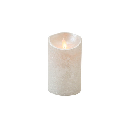 1x Silver LED candle with moving flame 12,5 cm