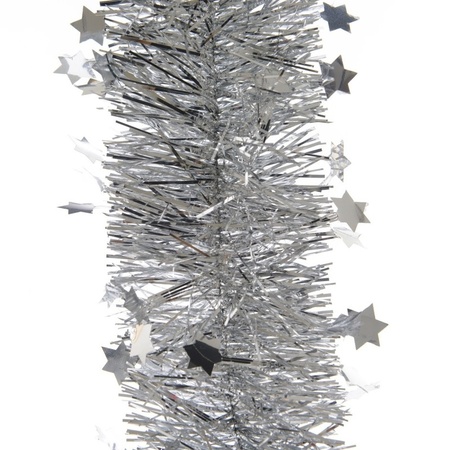 Christmas decorations baubles 5-6-8 cm with star tree topper and garlands set silver 35x pieces