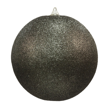 Christmas decorations set 2x extra large plastic glitter baubles in black and pink 25 cm