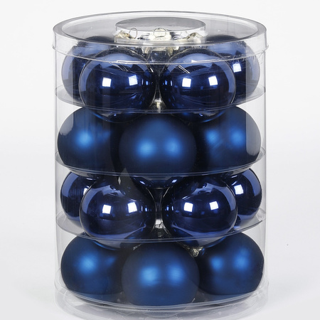20x Dark blue glass Christmas baubles 6 cm shiny and matte