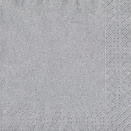 20x Christmas napkins silver uni color 33 x 33 cm