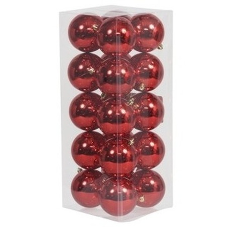 Christmas decorations baubles 6-8-10 cm set red shine 62x pieces