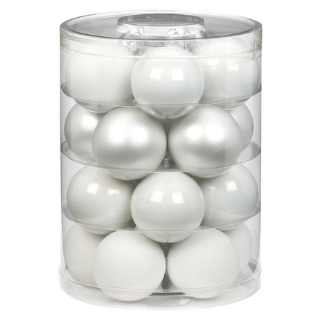 62x stuks glazen kerstballen wit 4, 6 en 8 cm glans en mat