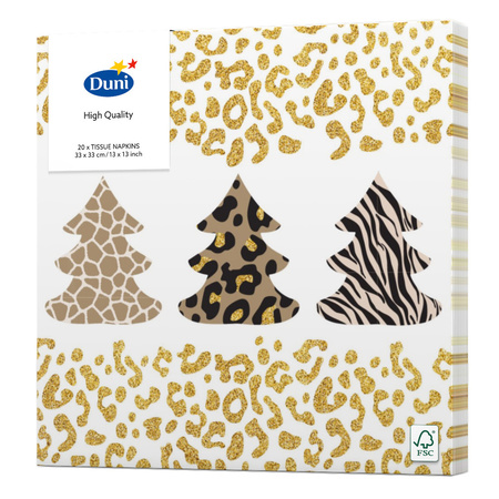 20x pcs christmas theme napkins with animal print trees 33 x 33 cm 