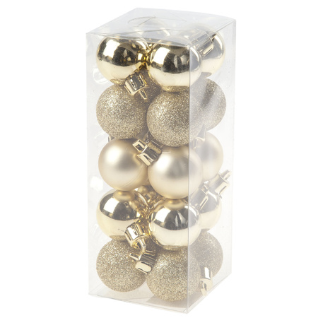 34x stuks kunststof kerstballen goud en parelmoer wit 3 cm
