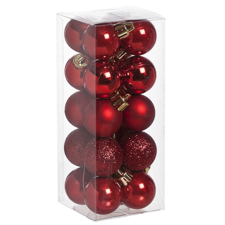 36x stuks kunststof kerstballen rood en donkerblauw 3 en 4 cm