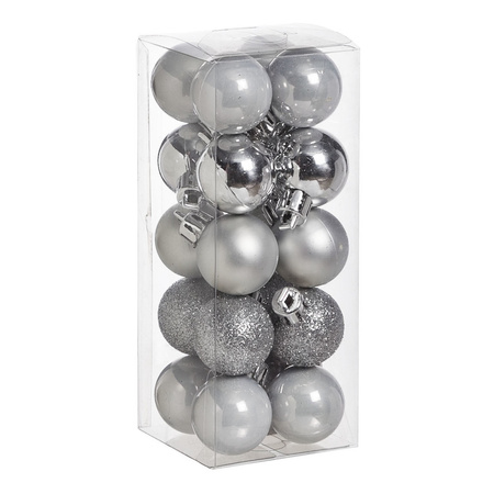 34x stuks kunststof kerstballen zilver en parelmoer wit 3 cm