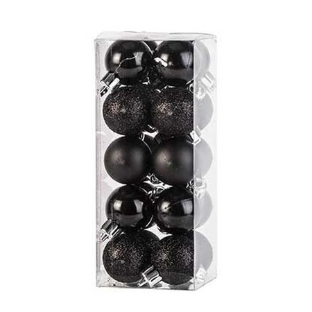 Set of 40x pcs plastic christmas baubles black and dark red 3 cm