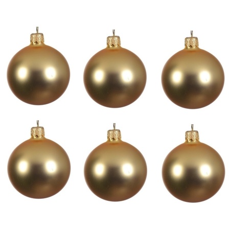24x Gouden glazen kerstballen 8 cm mat