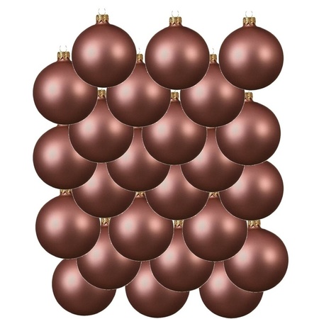 24x Oud roze glazen kerstballen 6 cm mat