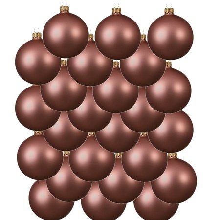 24x Oud roze glazen kerstballen 8 cm mat