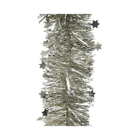 2x Champagne stars Christmas tree foil garland 10 x 270 cm
