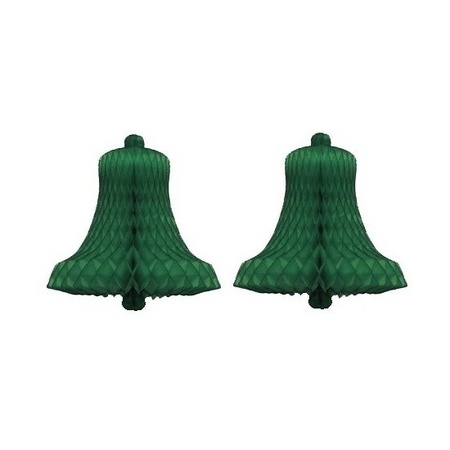 2x Green christmas bell decoration