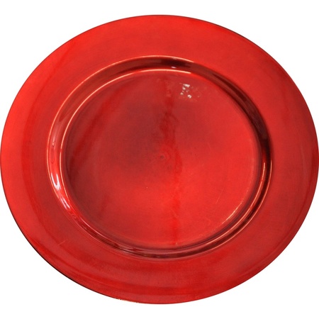 2x Diner onderborden rood glimmend 33 cm rond