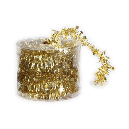 2x Gold Christmas tree foil garland 3,5 x 700 decorations