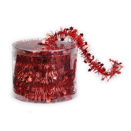 2x Red Christmas tree foil garland 3,5 x 700 decorations
