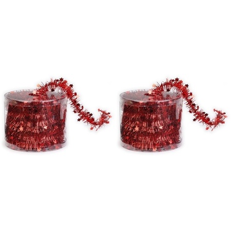 2x Red Christmas tree foil garland 3,5 x 700 decorations