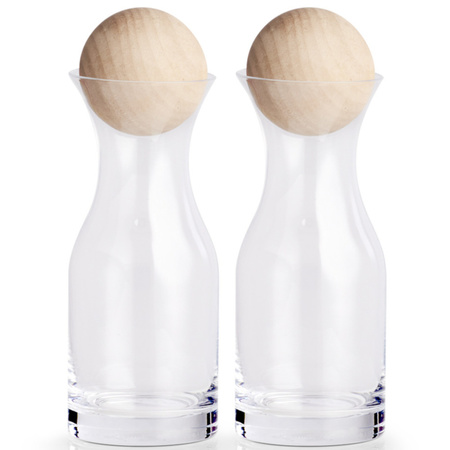 2x Glass bottles/decanters with ball cap 250 ml