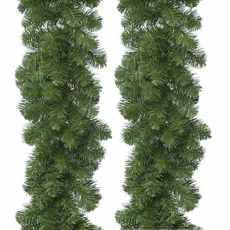 2x Groene Imperial Pine dennen guirlande 270 cm
