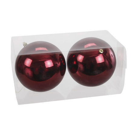 Christmas decorations set 4x large plastic baubles in red and silver 15 cm