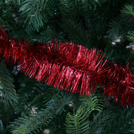 2x Kerstboom glitter folie slinger rood 270 cm