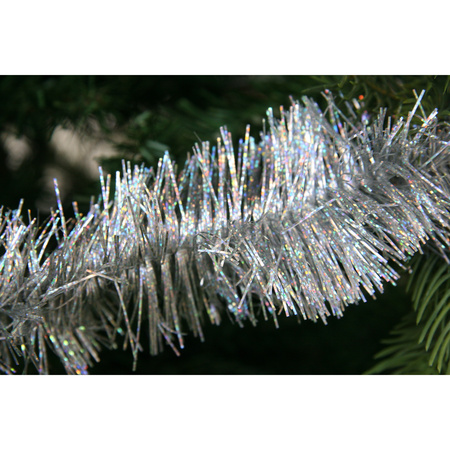 2x Kerstboom glitter folie slinger zilver 270 cm