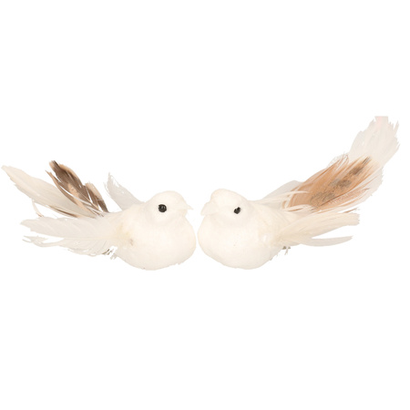2x Kerstboomversiering glitter witte vogeltjes op clip 11 cm