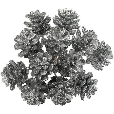 2x piece of 12x silver pinecones decorations for christmas floral piece
