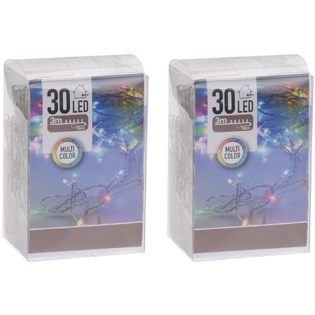 2x Christmas lights on batteries colored 30 LED - 2 meters