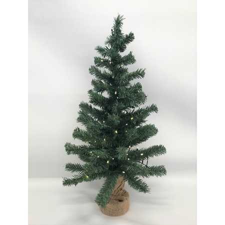 2x Mini christmas trees with lights 75 cm