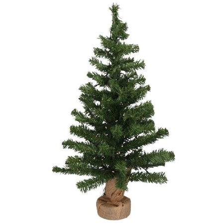 2x Mini christmas trees with lights 75 cm