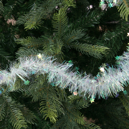 2x Parelmoer witte sterren kerstslingers 10 x 270 cm kerstboom