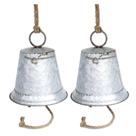 2x pieces christmas bells 24 x 26 cm metal