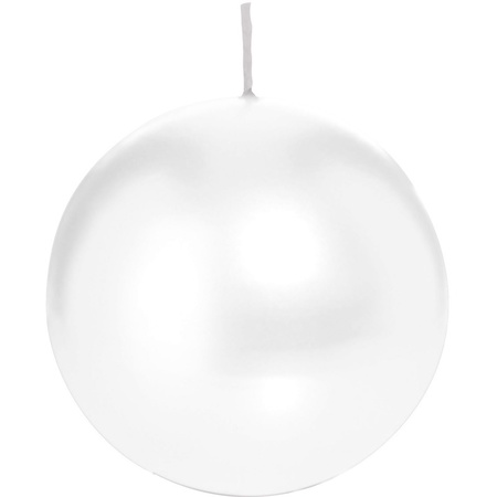 2x White sphere/ball candle 8 cm 25 hours