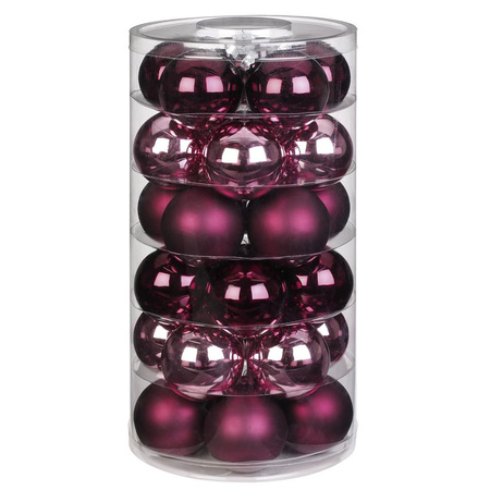42x Berry Kiss mix roze/rode glazen kerstballen glans en mat